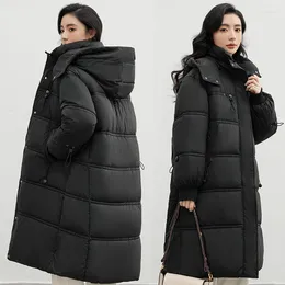 Women's Trench Coats 2023 Snow Wear Solid Winter Coat For Women Down Jacket Warm Casual Loose Hooded Long Parkas
