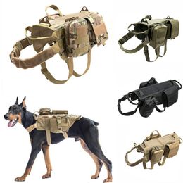 Sets New Tactical Service Dog Vest Training Hunting Molle Nylon Waterresistant Military Patrol Adjustable Dog Harness Handle Hunting