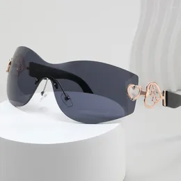 Sunglasses Oversize Y2k Rimless Women Fashion Brand Designer Sun Glasses Ladies Outdoor Sport Eyewear UV400