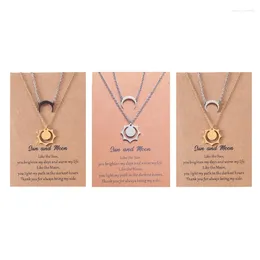 Chains LX9D 2Piece Good Luck Necklace And Moon Pendant Chain Bff Friendship Gifts Jewelry Stainless Steel Necklaces