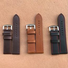 Watch Bands 18mm 20mm 22mm 24mm Light Brown Vintage Watch Band Strap PU Leather Watchband Stainless Steel Buckle Clasp Watch Accessories 231127