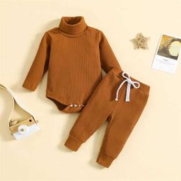 Clothing Sets Newborn Clothes Set Autumn Long Sleeve Baby Girl Boy Winter Ribbed High Neck Romper and Pants Outfits Infant Clothing