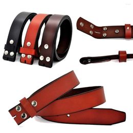 Belts Craft DIY Casual Designer Stud Snap Clip Waistband 3.8cm With Hole Genuine Leather Belt No Buckle Girdle