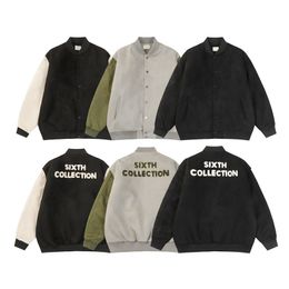 FOG's new sixth season six flocking suede OS version type large size loose men's and women's cotton-padded long-sleeved coatS-XL