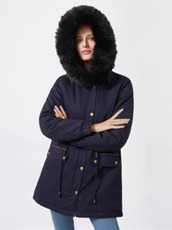 Women s Fur Faux Women Autumn and winter style Parker overcoat cotton wool coat cap with collar warm European size loose 231127