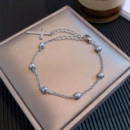 Charm Bracelets Ins Stainless Steel Cross Tassel For Women Beaded Chain Bangle Bracelet Hiphip Friends Graduation Hand Jewellery Gifts