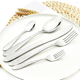 Flatware Sets Drmfiy 5/20/30Pcs Silver Cutlery Set Dinner Knife Tea Fork Spoon Silverware Stainless Steel Dinnerware Party Tableware