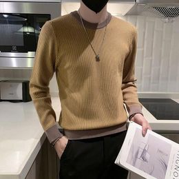 Men's Sweaters Winter Handsome Sweater Men Harajuku Mens Jumper Warm Round Neck Pullover High Quality Male Slim-fit Striped Knit Base Tops