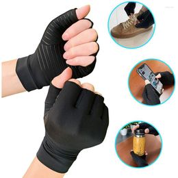 Wrist Support 1 Pair Black Compression Arthritis Gloves For Women Men Joint Pain Relief Half Finger Brace Therapy Anti-slip