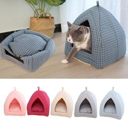 Mats Pet Cat House Soft Shape Foldable Fabric Pet Dog Cat Bed Warm Sleeping Nest For Cat Washable Cute Pet Supplies