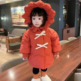 Jackets Down Girls Jacket Winter Season White Duck Children Clothing Coat Autumn Thick Baby 2023 Warm Bows