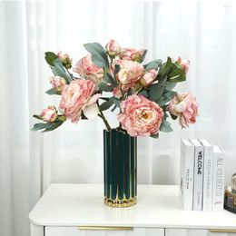 Decorative Flowers High-end 28-floor Baked Edge Peony Household Living Room Decoration Fake Wedding Simulation