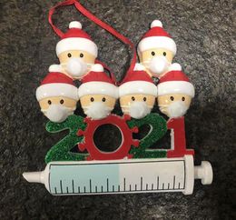 2021 Christmas Decoration Quarantine Ornaments Family of 17 Heads DIY Tree Pendant Accessories with Rope Resin PVC Home Decor302u3283716