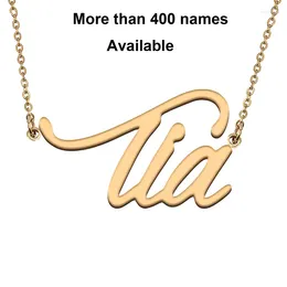 Chains Cursive Initial Letters Name Necklace For Tia Birthday Party Christmas Year Graduation Wedding Valentine Day Gift