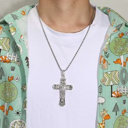 Designer necklace Hip Hop Thin Cross Pendant Full Diamond Punk Fashion Necklace Clothing Accessories mens Hip Hop cuban link chain necklace