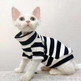 Clothing Cute Cat Clothes Sphinx Striped Bottoming Shirt Kittens Vest For Sphynx Breathable Pet Clothing DovenRex Costume Autumn Spring