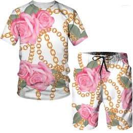 Women's Tracksuits Summer Women Men Two Pieces Set Luxury Tropical Chain 3D Print Tracksuit Hipster Outfits Casual Hawaiian Style