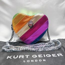 Evening Bags 2023 KURT G Fashion Heart Shaped Rainbow Women Crossbody Colorful PU Tote Bag Outdoor Travel Shoulder Design 231127