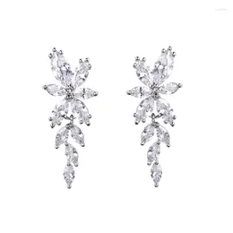 Dangle Earrings WEIMANJINGDIAN Marquise Leaf Cubic Zirconia CZ Cluster Wedding For Brides Bridesmaids Women Prom