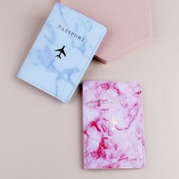 Marble Passport Cover Organiser Ticket Document Business Credit ID Cards Wallet PU Leather Travel Passport Holder Protector Case