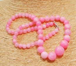 Chains ! 6-14mm Natural Pink Jade Gemstones Round Beads Pendants Necklace 18"