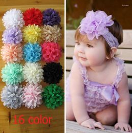 Hair Accessories 120pcs/lot 4.1" 16colors Soft Chiffon Flowers Flatback Flet Flower For Kids Fluffy Fabric Headbands