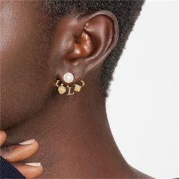 Classic Element Earrings High-end Exquisite Electroplating Thick Gold Letters Flower Geometric Decoration Earring Feminine Charm Jewellery