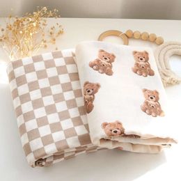 Blankets Swaddling Teddy Bear Muslin Swaddle Baby Super Soft 70% Bamboo 30% Organic Cotton 2 Layers Infant Wrap 230426