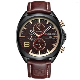 Wristwatches Watch For Men Top Army Military Sports Multifunctional Calendar Timer Casual Leather Reloj Hombre