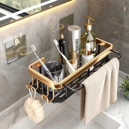 Bathroom Storage Rack Bathroom Shelves Space Aluminium No-drill Wall Mount Corner Shelf Toilet Makeup Organiser for Shampoo