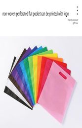 Portable nonwoven flat pocket clothing bag shopping bag blank perforated can printed with logo8885118