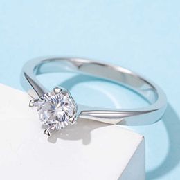 Band Rings IOGOU 50MM Real Moissanite Diamonds Ring With GRA 925 Sterling Silver Solitiare Rings for Women Wedding Accessories Jewellery AA230426