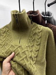 Men's Sweaters High End Jacquard Retro Sweater Autumn/winter 2023 Trend Korean Casual Thickened Half Zippered Collar Knitted Pullover