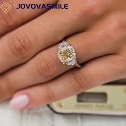 Wedding Rings JOVOVASMILE Yellow Ring 3carat 9x8mm Cushion Original 18k Yellow White Gold 585 Fashion Rings For Woman Romantic Gift 231124