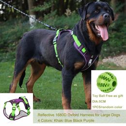 Harnesses No Pull Tactical Oxford Husky Labrador Rottweiler Large Dog Harness Vest Reflective Front Leash Clip for Training Walking