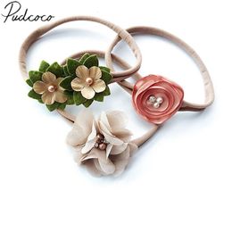Hair Accessories Brand Infant 3Pcsset Girls Kids Baby Headband Bows Flower Girl Nylon Stretch band Gifts Wholesale 230426