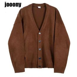 Men's Sweaters Trendy Solid Buttons Placket Knitt Autumn Thickened Clothing Sleeves Vneck Long Winter Male Knitwear Coat Men Sweater Cardigan 231127