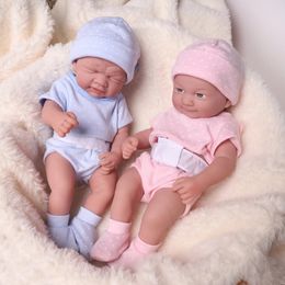Dolls Bebe Reborn Doll 35cm Silicone Toys For Girl Cute Crying Full Body Boy Bebes Toy Gift 231124