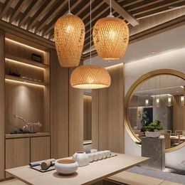 Pendant Lamps Modern Lantern Rattan Natural Bamboo Light For Dinning Room Living Decor Kitchen Hanging Ceiling