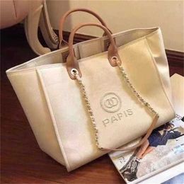 50% off Label Luxury Pearl Classic Canvas Beach Bag Big Handbags Portable Large Capacity I78f