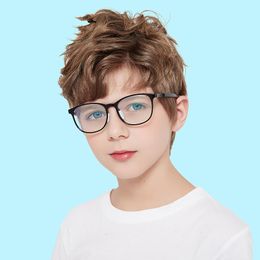 Sunglasses 5-13 Children Aged Blue Light Blocking Glasses Kids Fashion Flexible TR90 Frame Plain Computer Gaming Eyewear Girls Boys WD5111