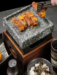 Mini barbecue grill table BBQ groove rock baking pan teppanyaki steak plate high temperature slate bbq plate square indoor outdoor6398558