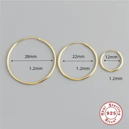 Hoop Earrings CANNER 1pair Big Circle Minimalist 925 Sterling Silver Earring For Women Girls Arete Pendientes Oorbellen Jewerly