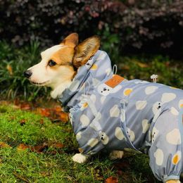 Raincoats Fashion Welsh Corgi Dog Raincoat Jumpsuit Pet Clothing Waterproof Dog Clothes Golden Retriever Rain Jacket Large Dogs Costume