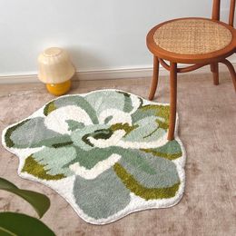 Carpets Camellia Bedside Rug Soft Fluffy Tufting Bedroom Carpet Area Floor Pad Doormat Tidy Aesthetic Home Room Spring Summer Decor