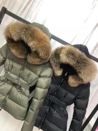Women s Down Parkas MO classic women s oversized fur collar with waistband and fashionable zipper series 95 white duck down jacket 231127