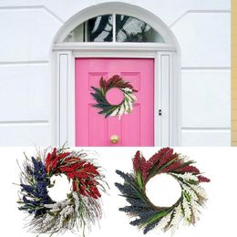 Decorative Flowers 4th Of July Wreath Patriotic Decorations Wreaths For Front Door Independence Day Red White Blue Decor JWreath