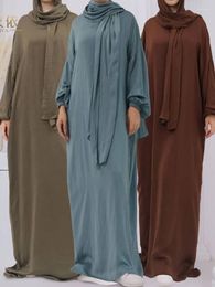 Ethnic Clothing Ramadan Muslim Hoody Abaya Dress For Women Eid Saudi Arab Mubarak Robe Dubai Islam With Scarf Kaftans Abayas Vestidos 2023