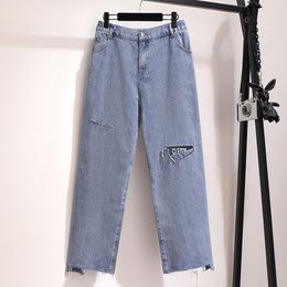 bottoms Plus Size 6XL 150kg Women Jeans Loose Casual Pants Boyfriends Big Jeans Streetwear Denim Pants Trousers Hole Jeans