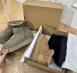 Designer Classic Ultra Mini Boots Snow Boot Platform Women Men Fur Sheepskin Tasman Tazz Chestnut Mustard UGGsity Seed Beige Driftwood Australian Winter Ankle shoe